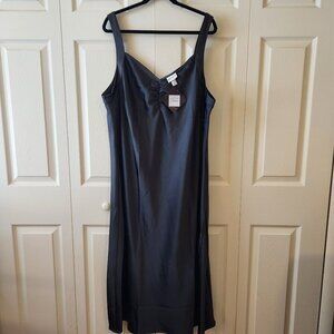 Women's Satin MIDI a-Line Dress - Ava & Viv Dark Gray 3X NWT